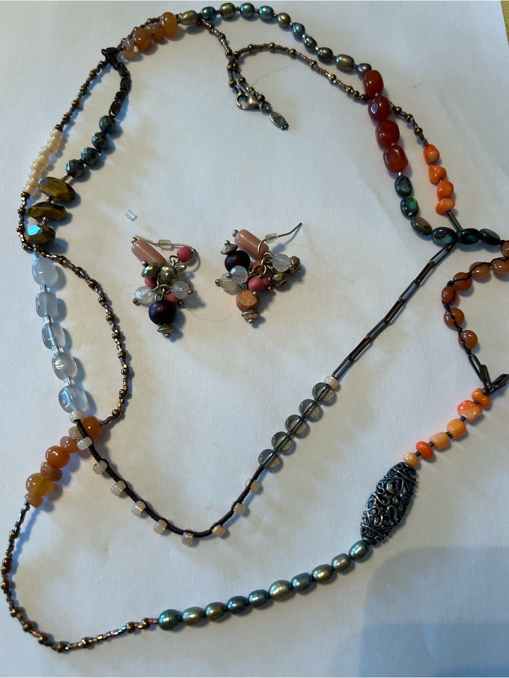 Silpada Genuine Stone Necklace. With earrings